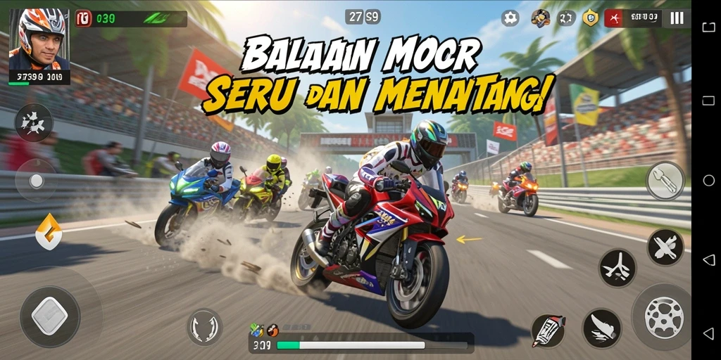 Tampilan balapan seru dari game 2739 dengan motor kencang.