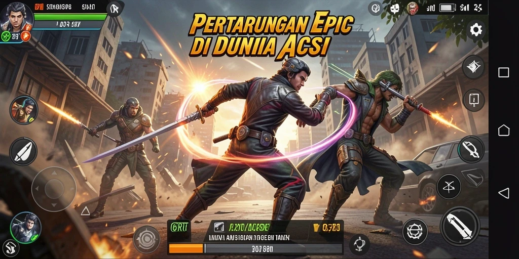 Screenshot pertarungan seru dalam game Action 6RT.