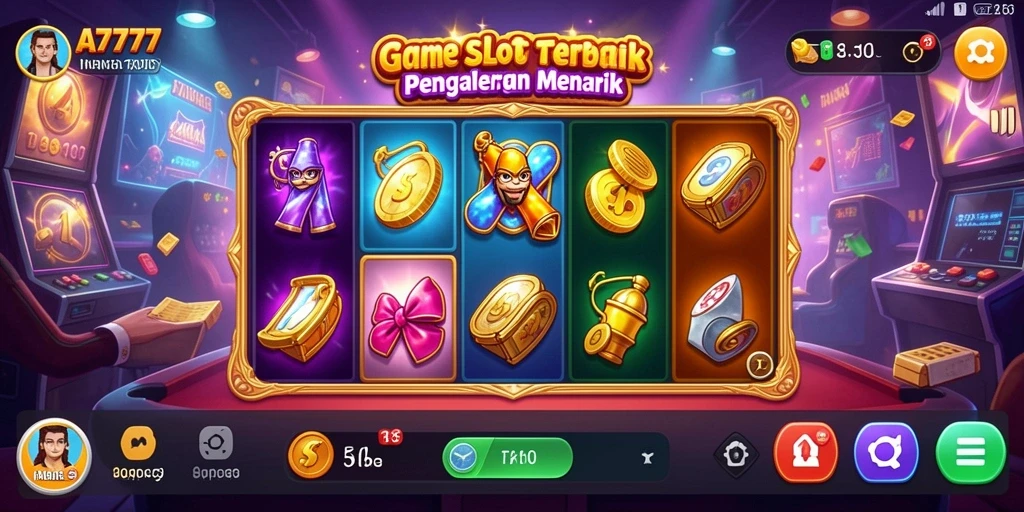 Screenshot A7777 menampilkan gameplay slot dengan grafik yang menarik.