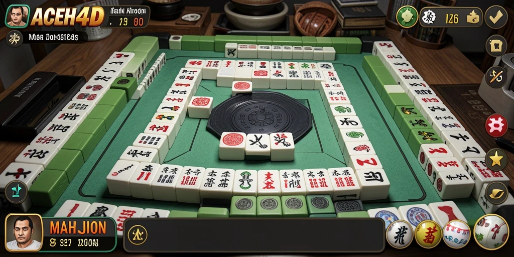 Tampilan menarik dari gameplay ACEH4D yang menyajikan Mahjong yang seru.