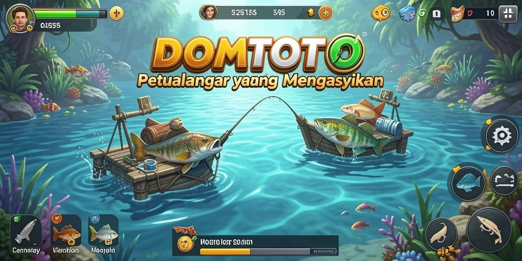 Tampilan gameplay DOMTOTO dengan suasana memancing yang seru.