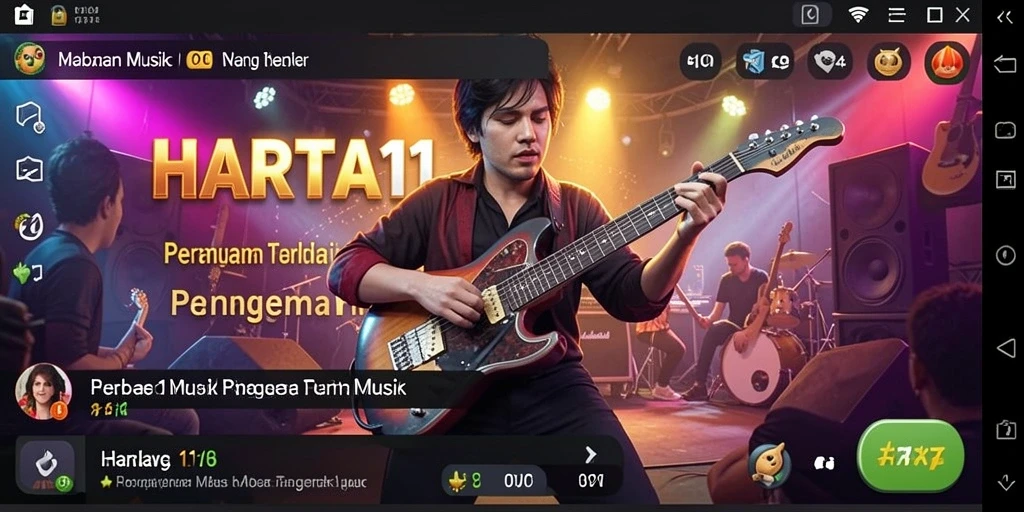 Tampilan gameplay HARTA11 yang seru dan interaktif dengan berbagai lagu.