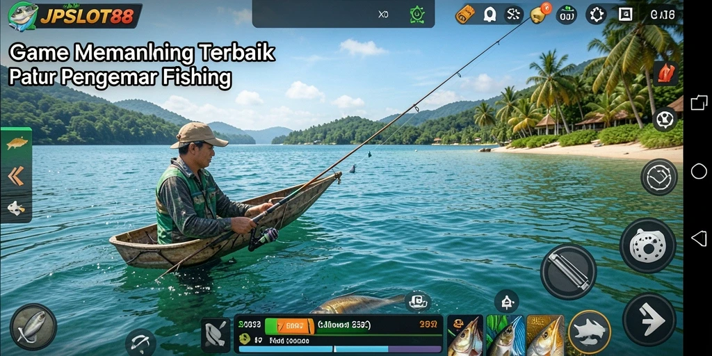 Screenshot gameplay JPSLOT88 yang menampilkan suasana memancing yang seru.