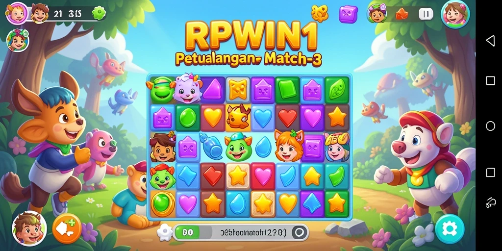 Screenshot gameplay RPWIN1 menunjukkan aksi seru dalam mencocokkan elemen.